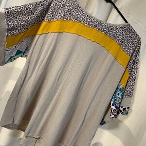 Easel Women's Top with Yellow and Cream Patchwork